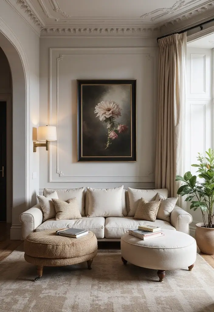 28 Chic and Cozy Bohemian Living Room Ideas for Apartment Girls - 27. Combining Classic Elements with Modern Touches