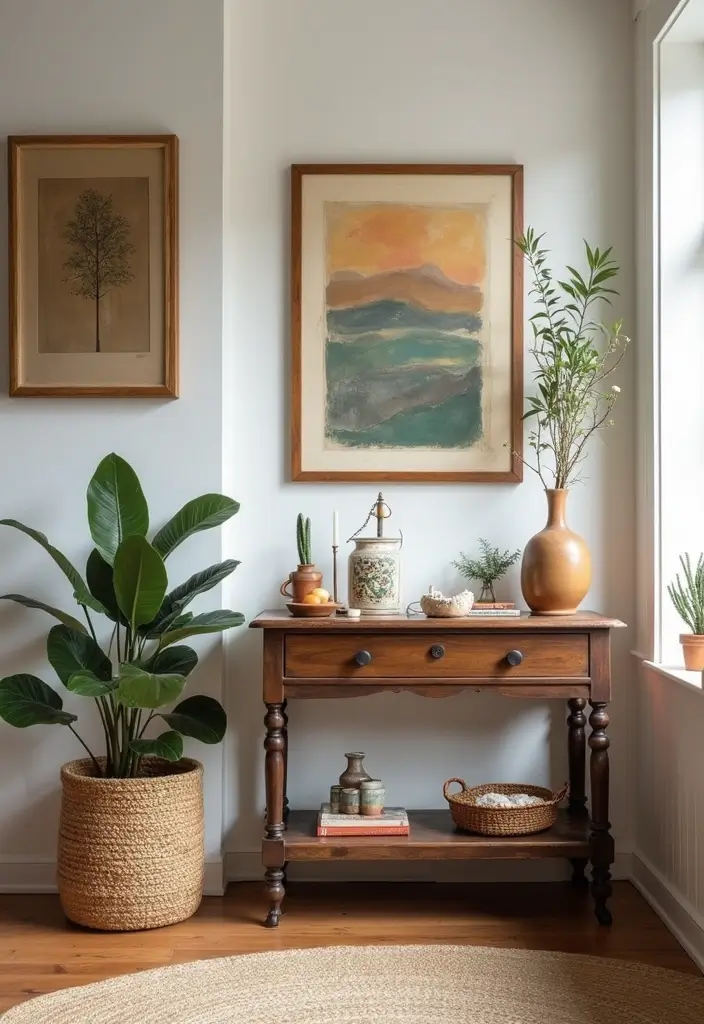 28 Chic and Cozy Bohemian Living Room Ideas for Apartment Girls - 7. Vintage Finds and Thrifted Treasures