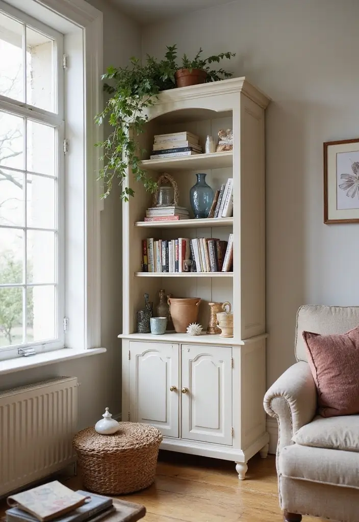 28 Corner Shelf Ideas Living Room That Add Storage and Style - 12. Small Corner Cabinet