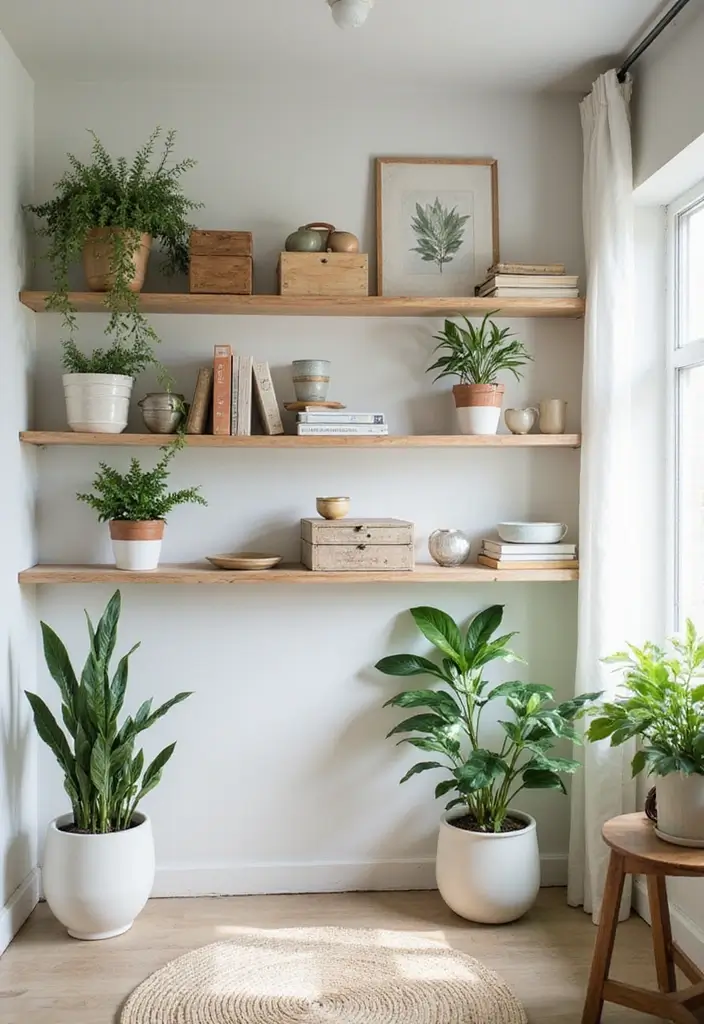 28 Corner Shelf Ideas Living Room That Add Storage and Style - 14. Open Shelving