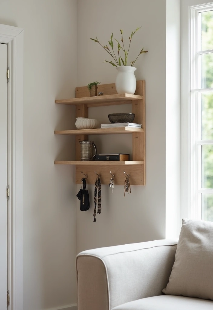 28 Corner Shelf Ideas Living Room That Add Storage and Style - 21. Multifunctional Wall Shelf