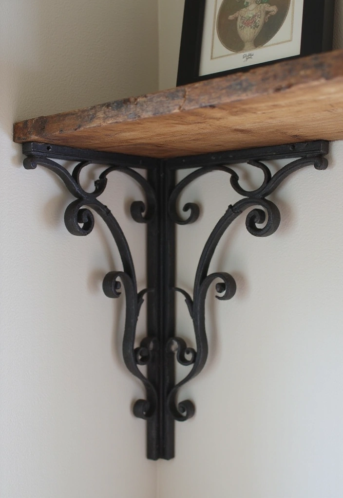 28 Corner Shelf Ideas Living Room That Add Storage and Style - 25. Vintage Shelf Brackets