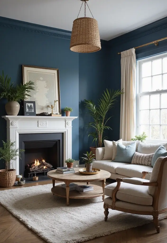 28 Dark Paint Living Room Ideas That Add Depth and Elegance - 16. Mysterious Indigo