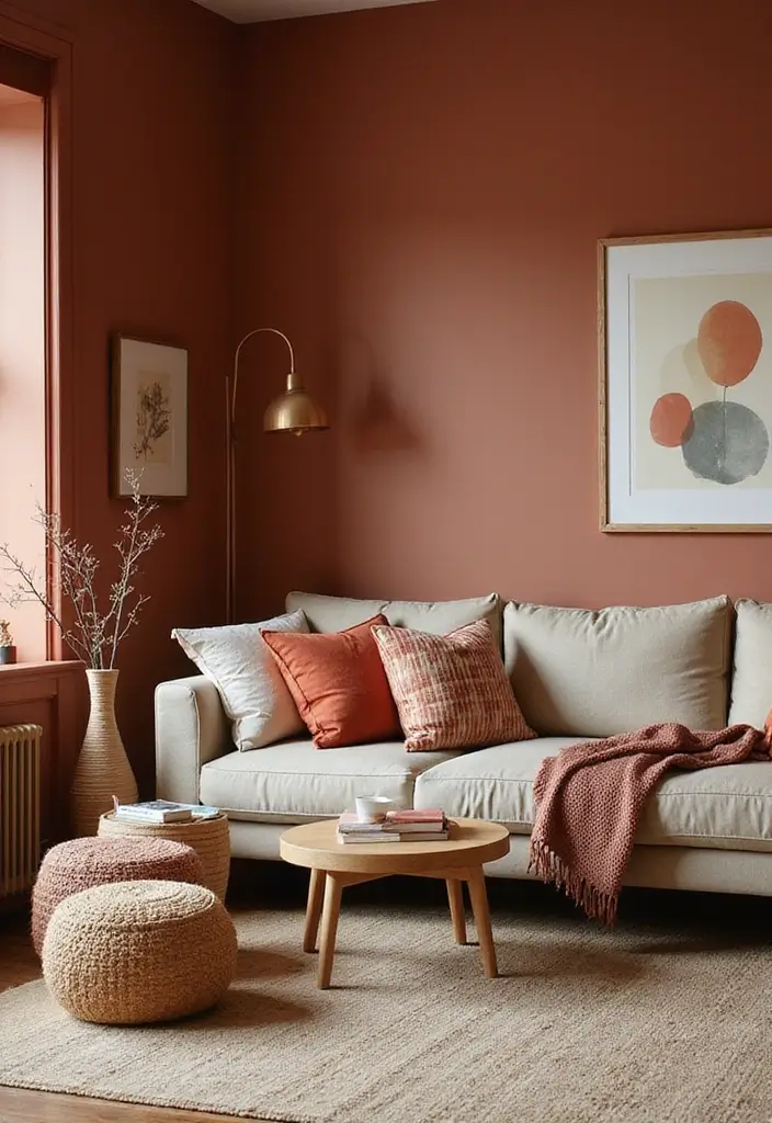 28 Dark Paint Living Room Ideas That Add Depth and Elegance - 17. Rich Rust