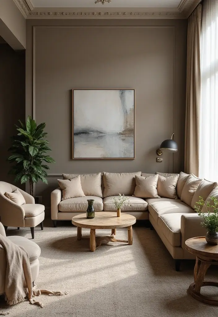 28 Dark Paint Living Room Ideas That Add Depth and Elegance - 23. Elegant Sable