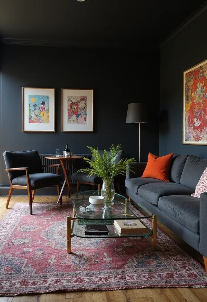 28 Dark Paint Living Room Ideas That Add Depth and Elegance - 5. Bold Black Statements