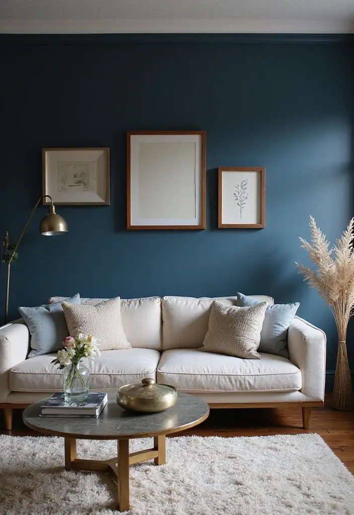 28 Dark Paint Living Room Ideas That Add Depth and Elegance - 6. Midnight Blue Comfort