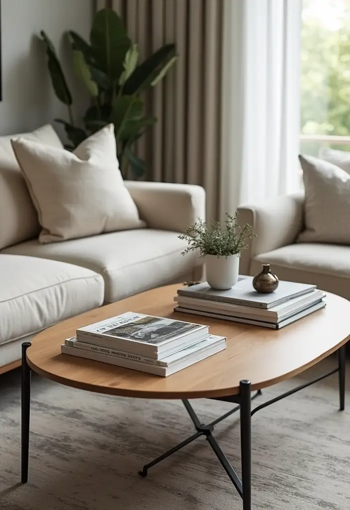 28 Design Living Room Modern Ideas That Feel Sleek and Functional - 15. Curated Coffee Table Books