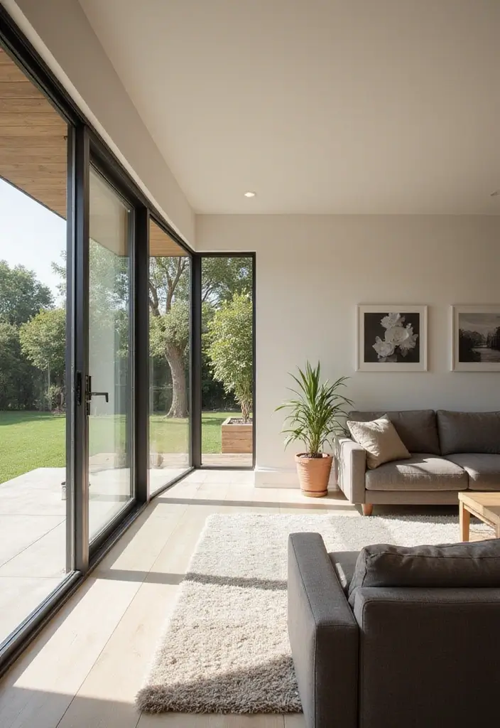 28 Design Living Room Modern Ideas That Feel Sleek and Functional - 16. Sliding Doors