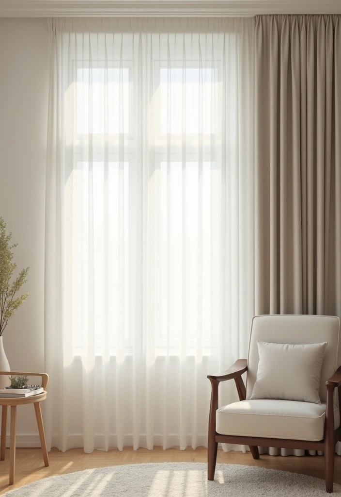 28 Design Living Room Modern Ideas That Feel Sleek and Functional - 18. Minimalist Curtains