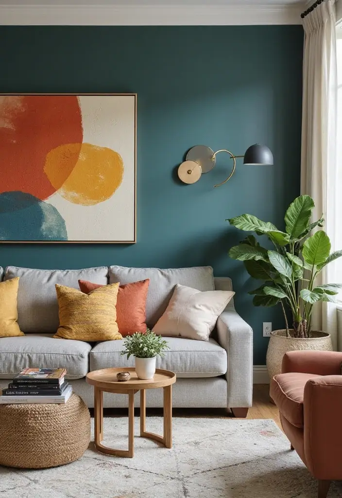 28 Design Living Room Modern Ideas That Feel Sleek and Functional - 21. Bold Accent Walls