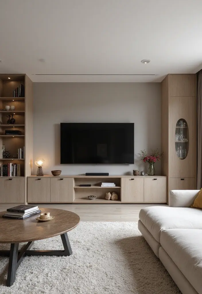 28 Design Living Room Modern Ideas That Feel Sleek and Functional - 27. Minimalist Entertainment Centers