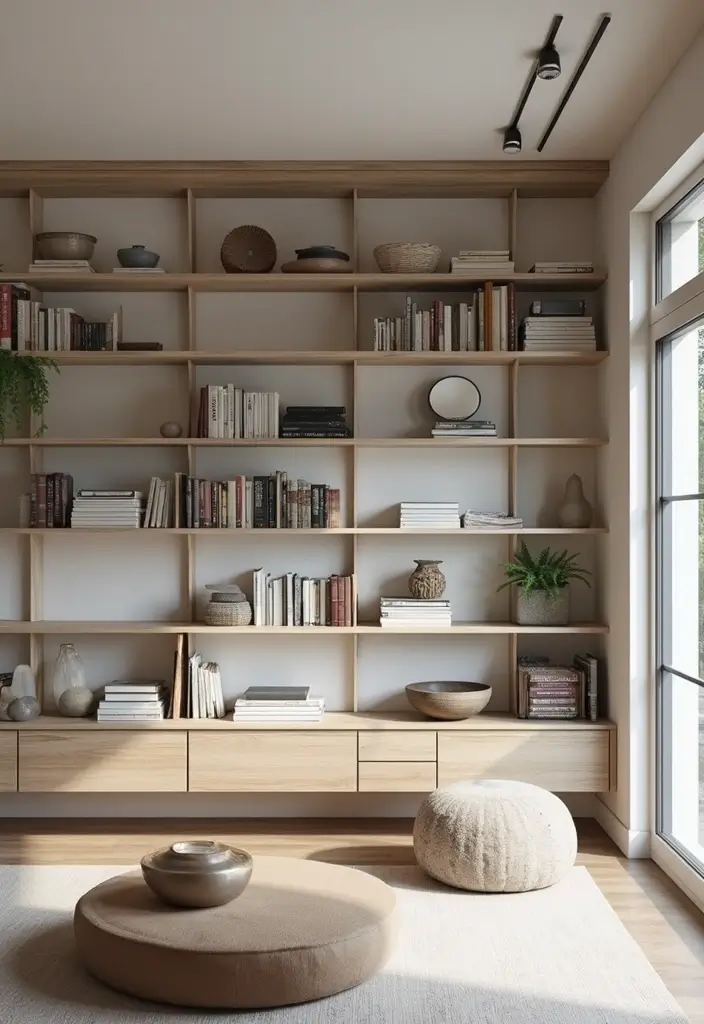 28 Design Living Room Modern Ideas That Feel Sleek and Functional - 6. Open Shelving Units