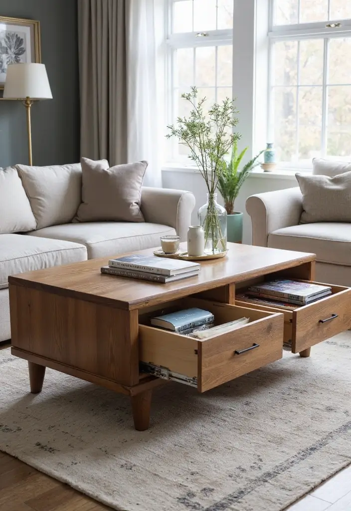 28 Design Living Room Modern Ideas That Feel Sleek and Functional - 8. Functional Coffee Tables