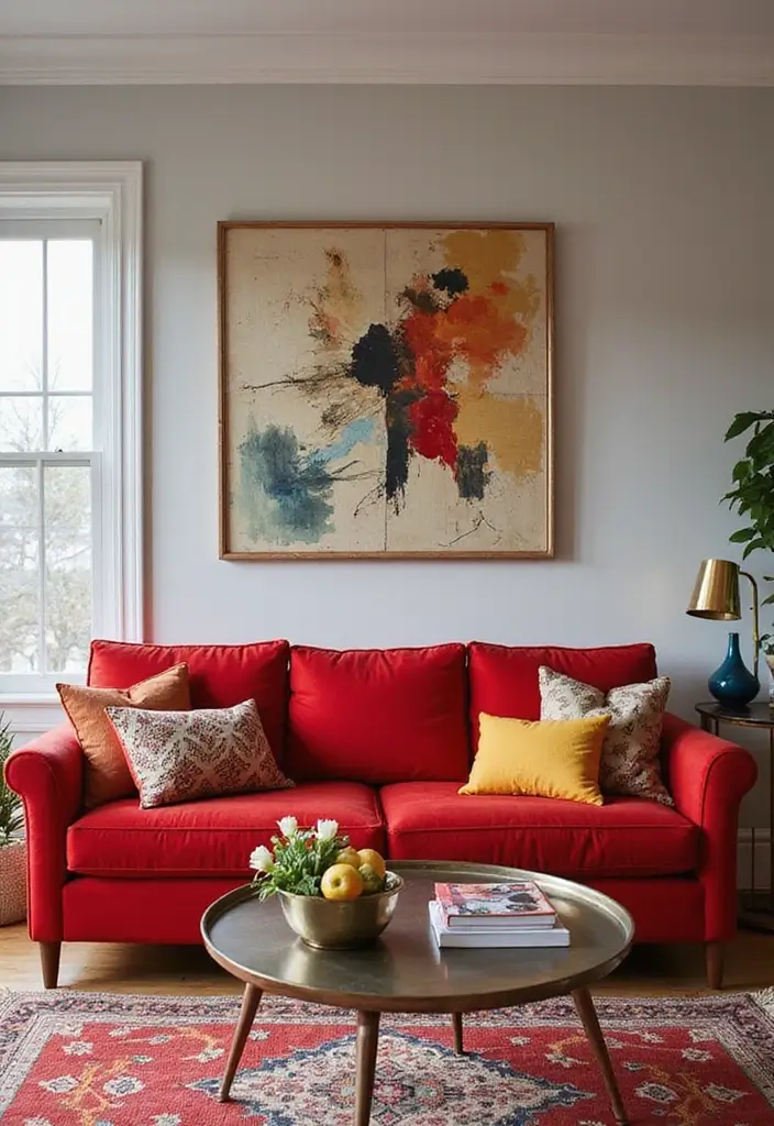 28 Edgy Living Room Ideas That Feel Modern and Unexpected - 1. Bold Color Pops