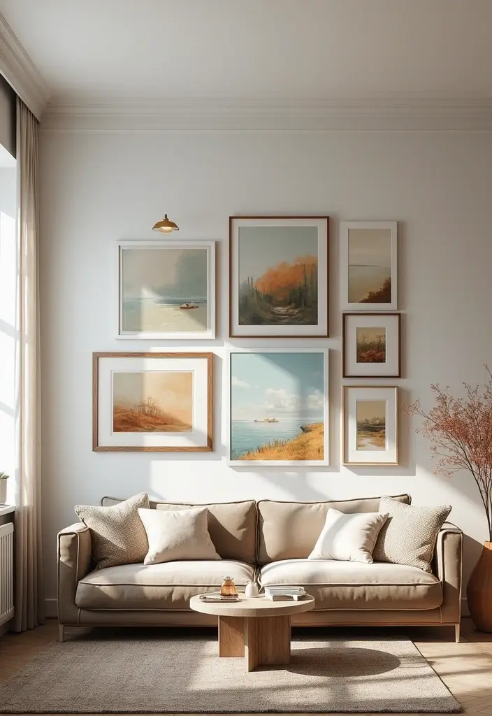 28 Edgy Living Room Ideas That Feel Modern and Unexpected - 6. Eclectic Art Pieces