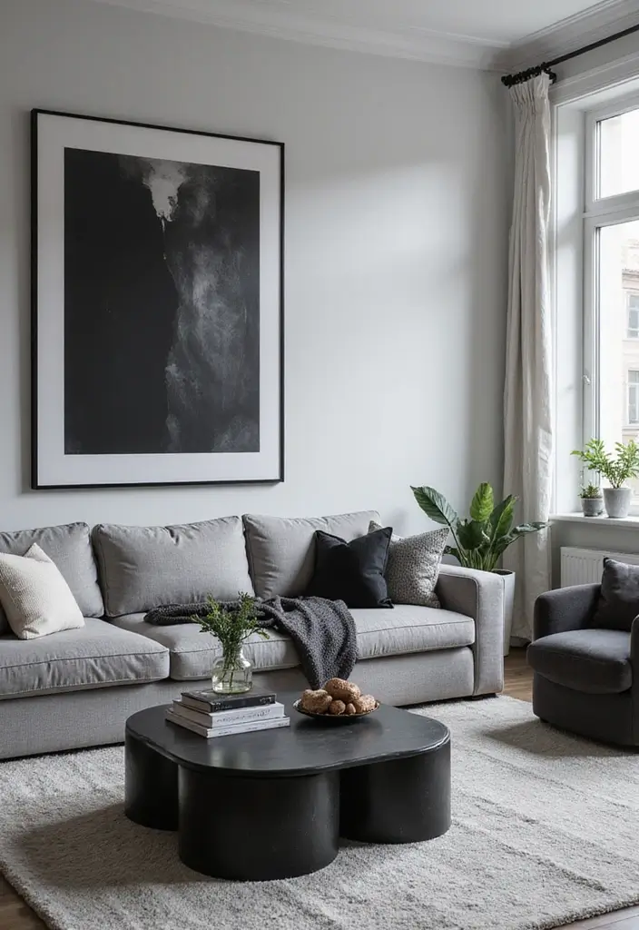 28 Edgy Living Room Ideas That Feel Modern and Unexpected - 8. Monochrome Madness
