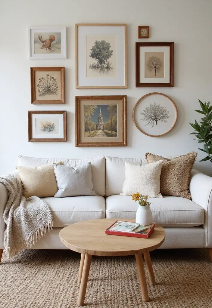 28 Large Living Room Wall Decor Ideas That Fill Blank Spaces Beautifully - 11. Layered Artwork