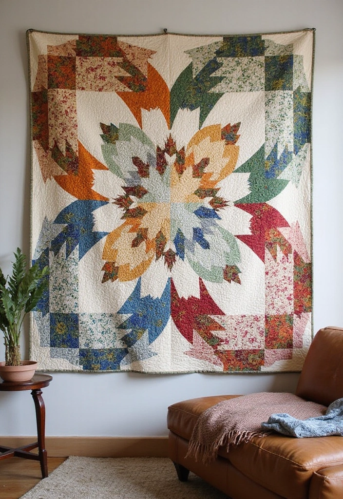 28 Large Living Room Wall Decor Ideas That Fill Blank Spaces Beautifully - 16. Quilted Wall Art