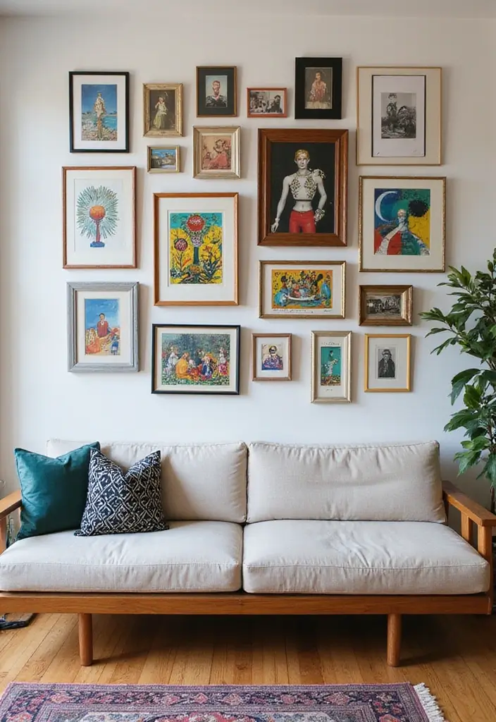 28 Large Living Room Wall Decor Ideas That Fill Blank Spaces Beautifully - 2. Eye-Catching Gallery Wall