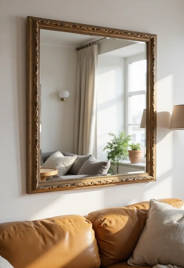 28 Large Living Room Wall Decor Ideas That Fill Blank Spaces Beautifully - 22. Large Framed Mirrors