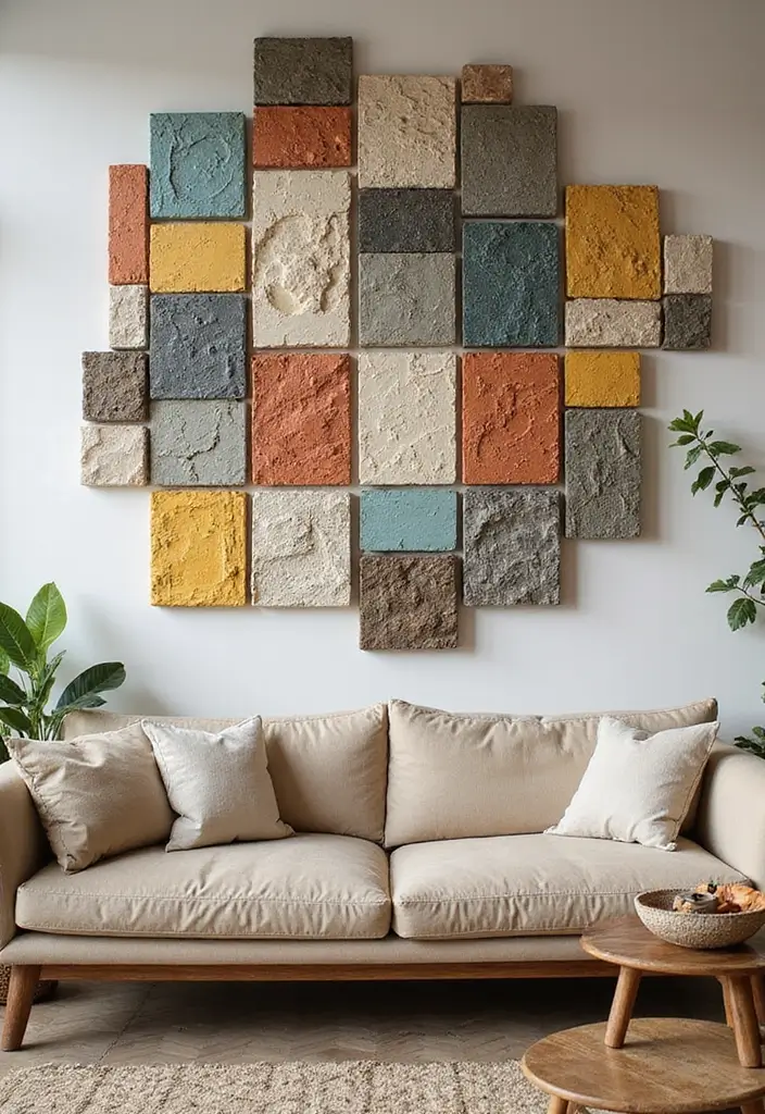 28 Large Living Room Wall Decor Ideas That Fill Blank Spaces Beautifully - 25. Artistic Wall Tiles