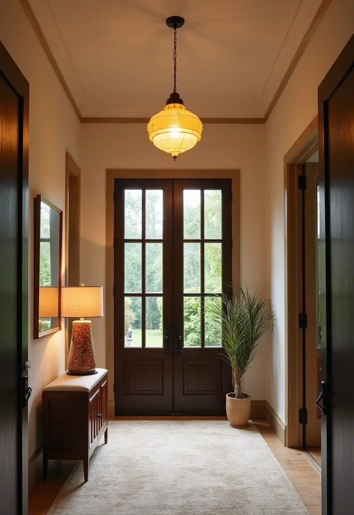 28 Living Room Entryway Ideas That Make a Great First Impression - 11. Creative Lighting Options