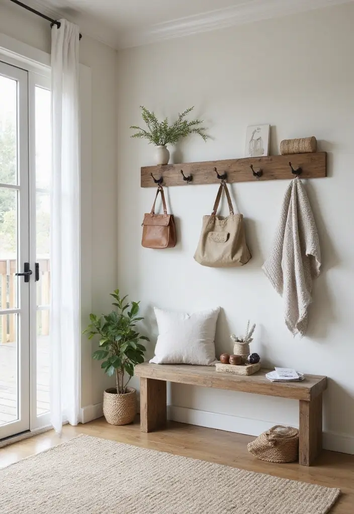 28 Living Room Entryway Ideas That Make a Great First Impression - 17. Wall Hooks and Racks
