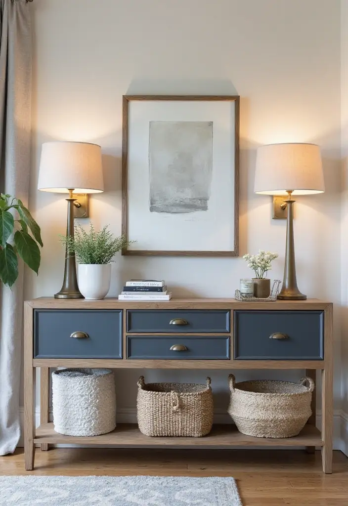 28 Living Room Entryway Ideas That Make a Great First Impression - 21. Functional Console Table