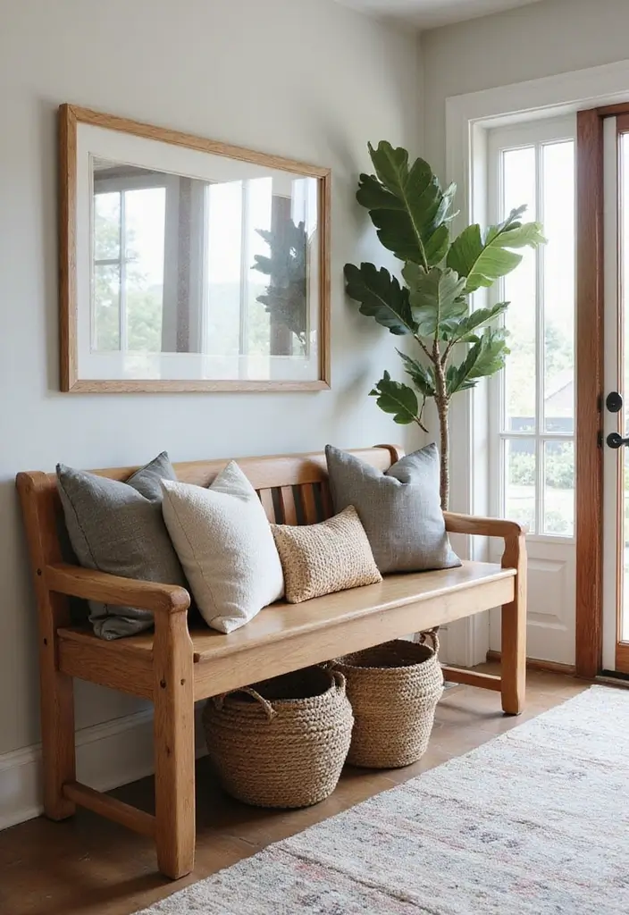 28 Living Room Entryway Ideas That Make a Great First Impression - 25. Unique Entryway Bench