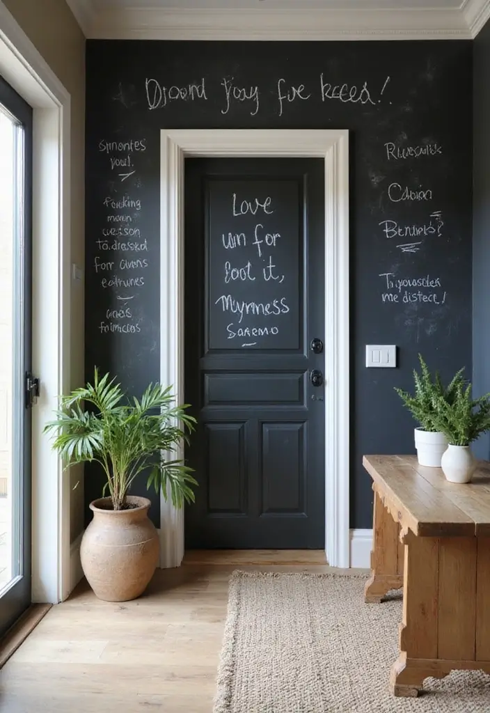28 Living Room Entryway Ideas That Make a Great First Impression - 26. Chalkboard Walls