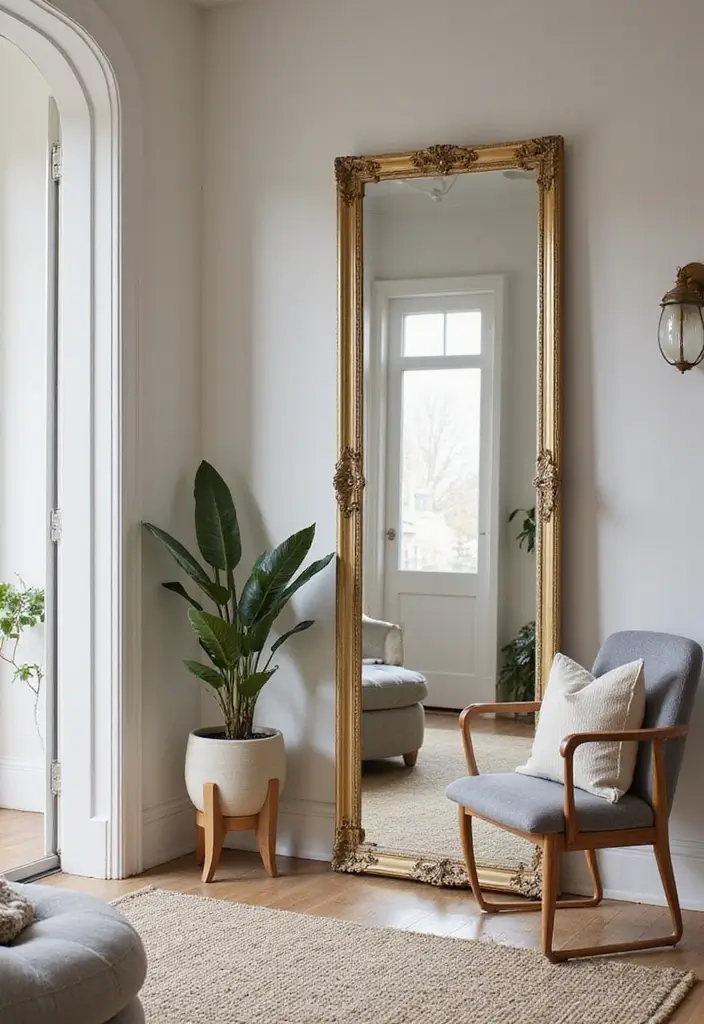 28 Living Room Entryway Ideas That Make a Great First Impression - 5. Statement Mirror