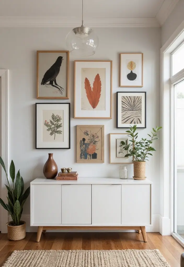 28 Living Room Entryway Ideas That Make a Great First Impression - 6. Artistic Wall Art