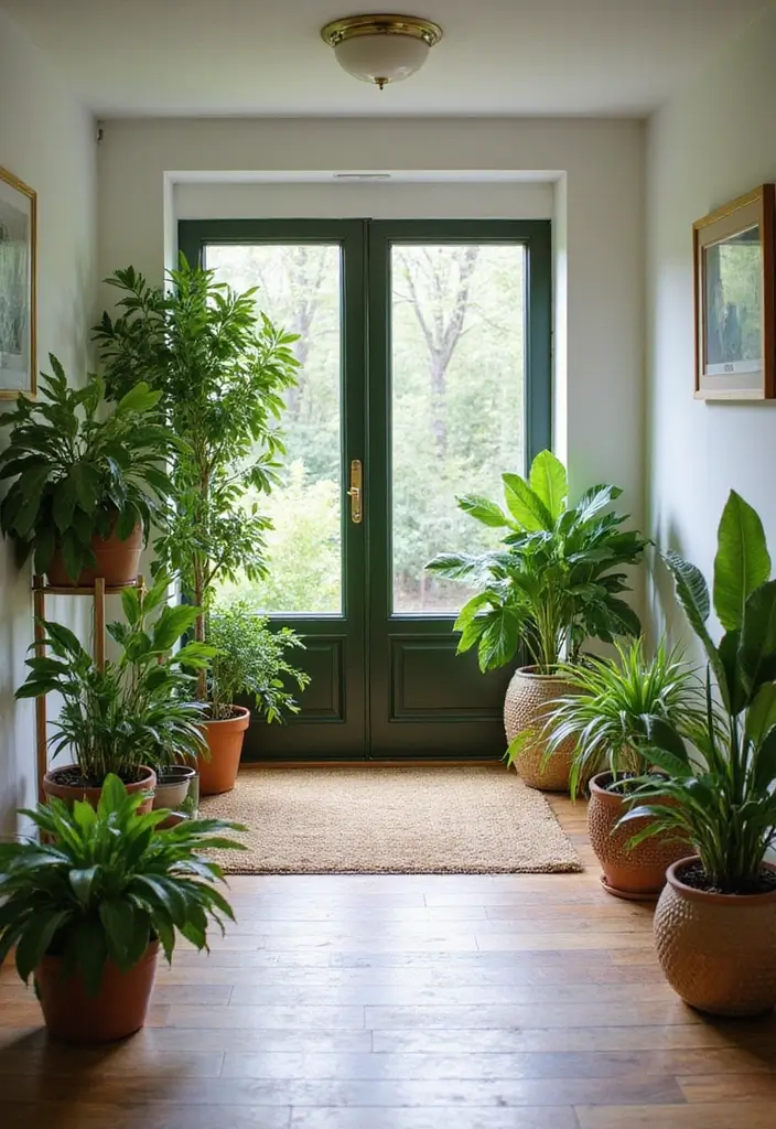 28 Living Room Entryway Ideas That Make a Great First Impression - 7. Greenery Galore