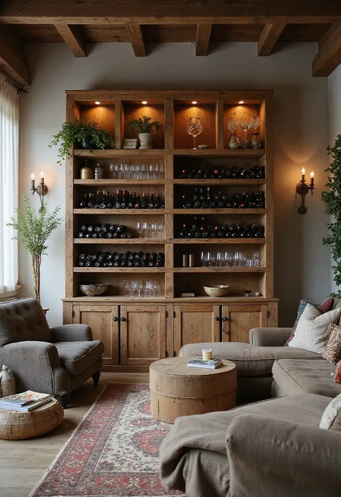28 Living Room Pallet Ideas That Feel Rustic and Creative - 18. Pallet Wine Rack