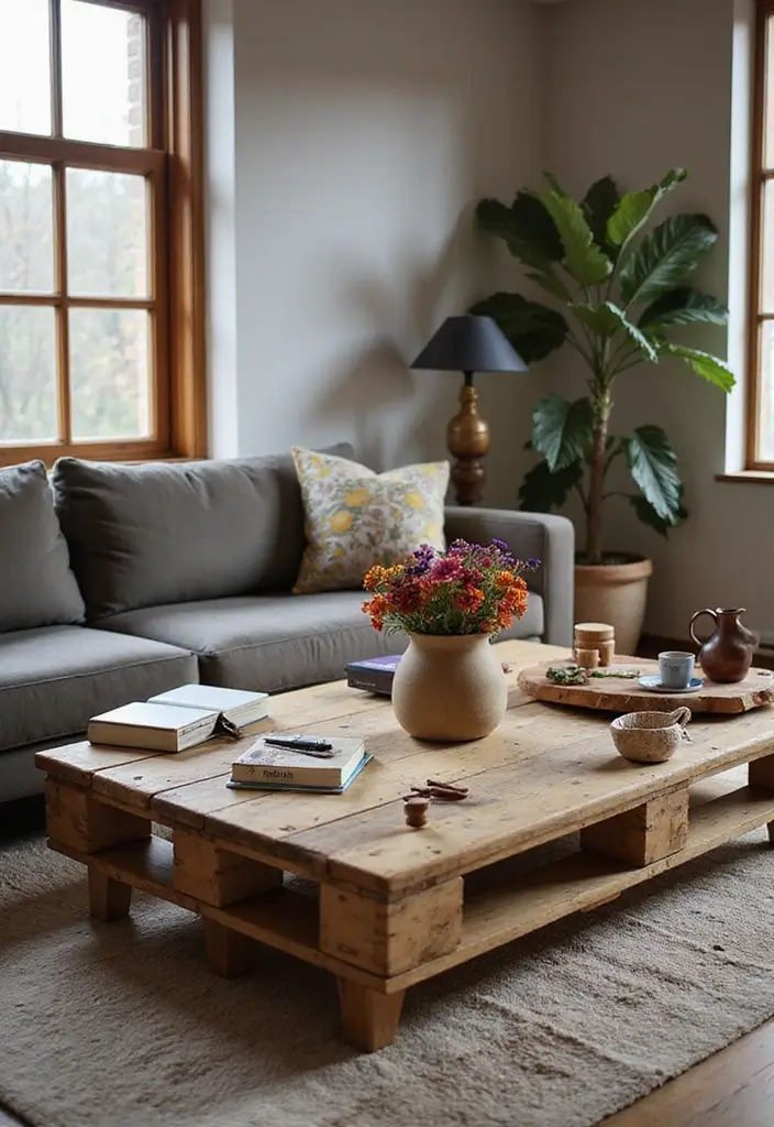 28 Living Room Pallet Ideas That Feel Rustic and Creative - 19. Pallet Craft Table