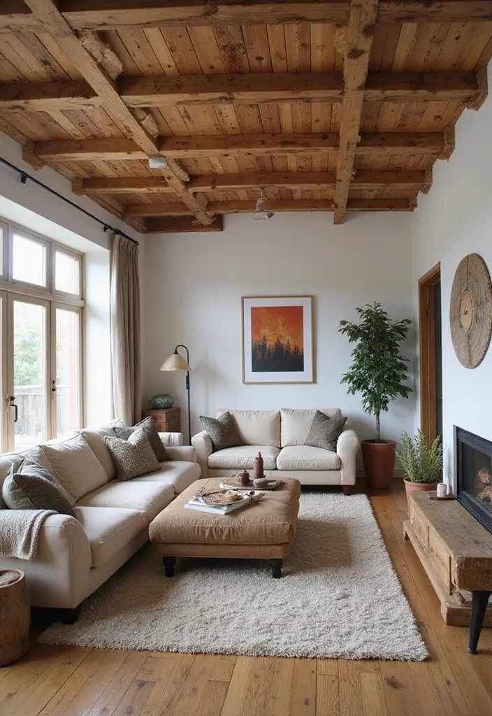 28 Living Room Pallet Ideas That Feel Rustic and Creative - 21. Pallet Ceiling Decor