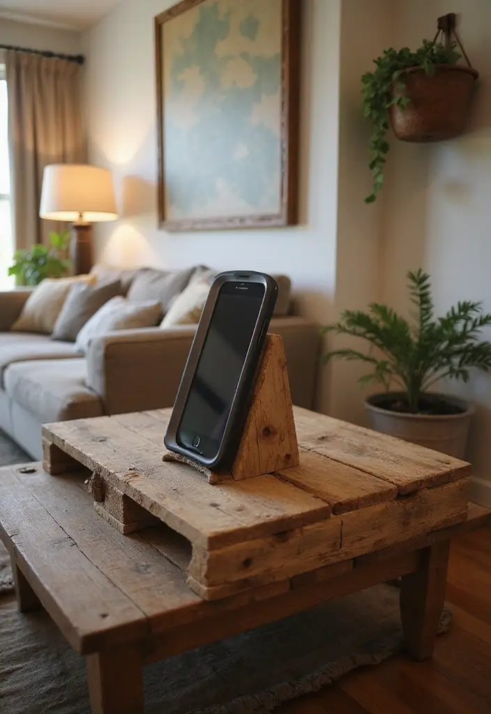 28 Living Room Pallet Ideas That Feel Rustic and Creative - 24. Pallet Phone Holder