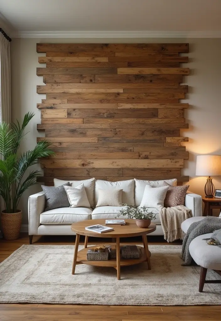 28 Living Room Pallet Ideas That Feel Rustic and Creative - 27. Pallet Headboard as Accent