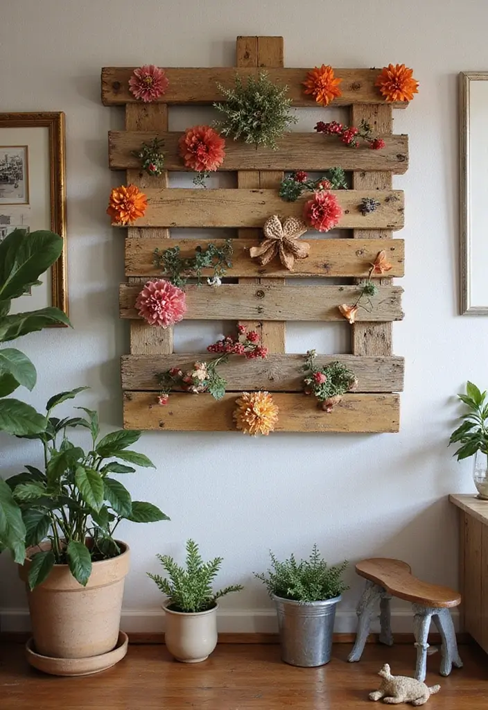 28 Living Room Pallet Ideas That Feel Rustic and Creative - 3. Rustic Pallet Wall Art