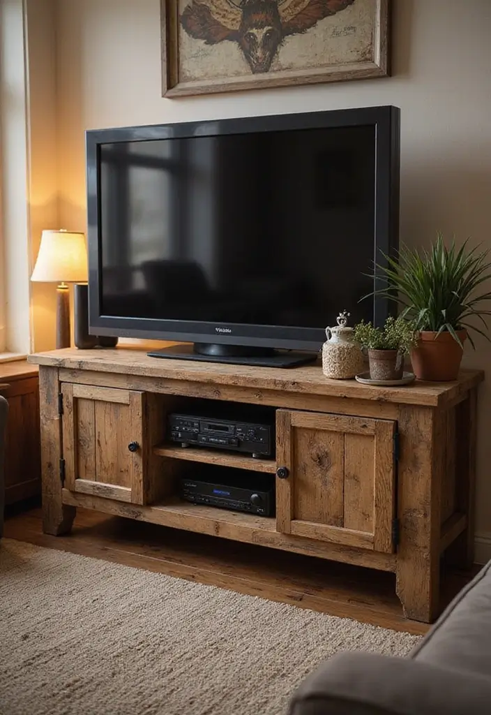28 Living Room Pallet Ideas That Feel Rustic and Creative - 5. Pallet TV Stand with Style