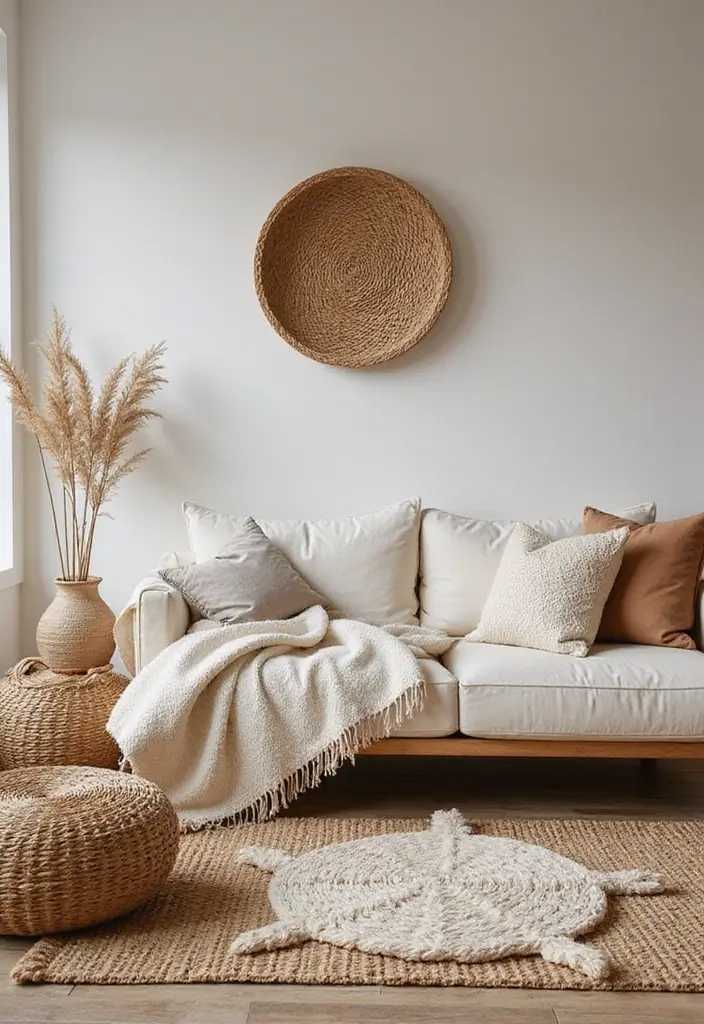 28 Living Room Setting Ideas That Feel Balanced and Inviting - 10. Textured Layers for Depth