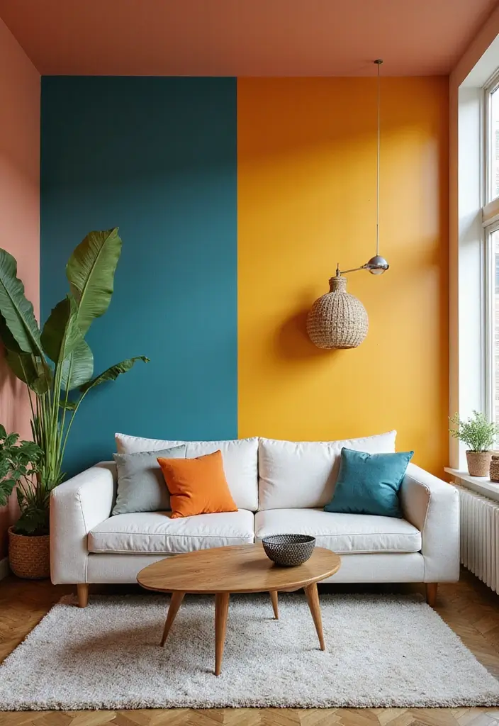 28 Living Room Setting Ideas That Feel Balanced and Inviting - 16. Bold Accent Walls