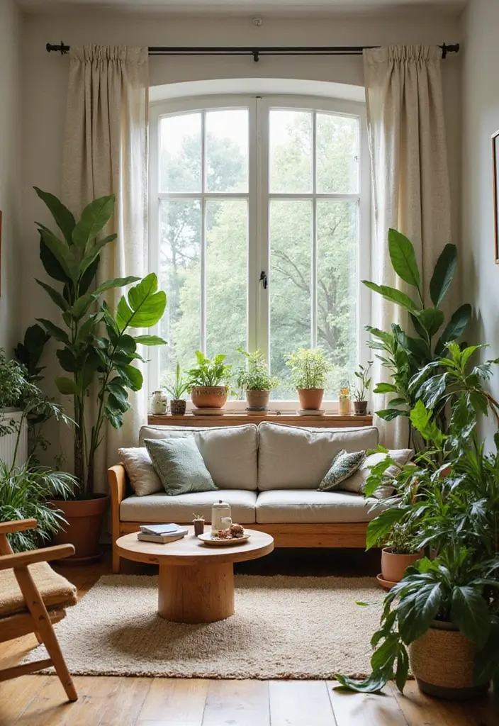 28 Living Room Setting Ideas That Feel Balanced and Inviting - 18. Embracing Nature Indoors