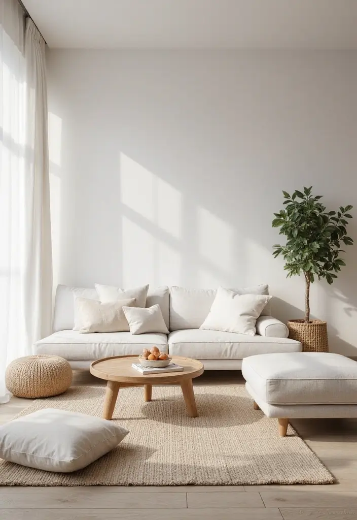 28 Low Seating Living Room Ideas That Feel Relaxed and Inviting - 13. Minimalist Aesthetic