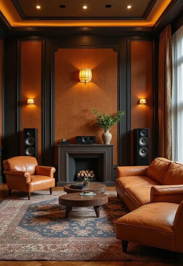 28 Sound System Living Room Ideas That Feel Immersive and Sleek - 11. Art Deco Sound Systems