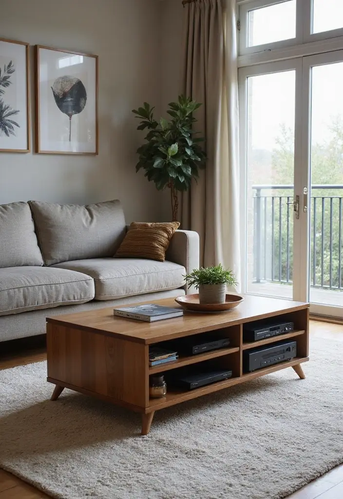 28 Sound System Living Room Ideas That Feel Immersive and Sleek - 7. Multi-Purpose Furniture