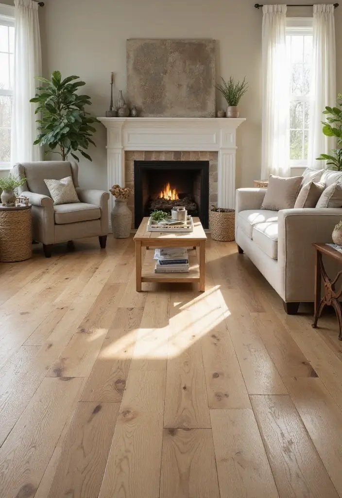 28 Tiles for Living Room Floor Small House Ideas That Add Space Illusion - 10. Vinyl Tiles with Wood Look