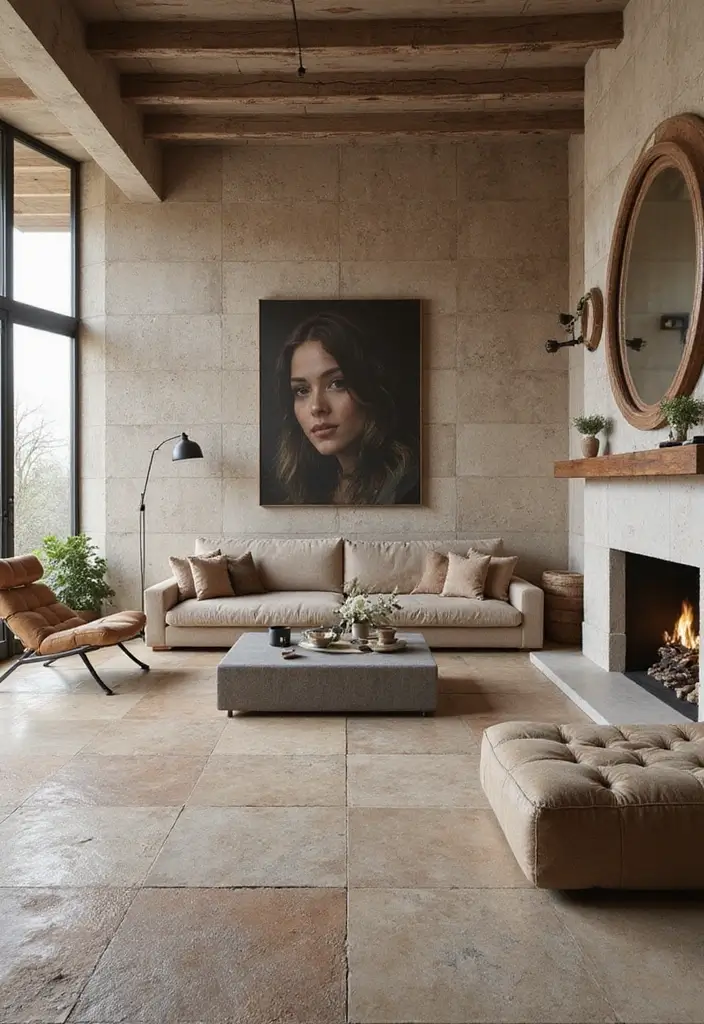 28 Tiles for Living Room Floor Small House Ideas That Add Space Illusion - 14. Textured Ceramic Tiles