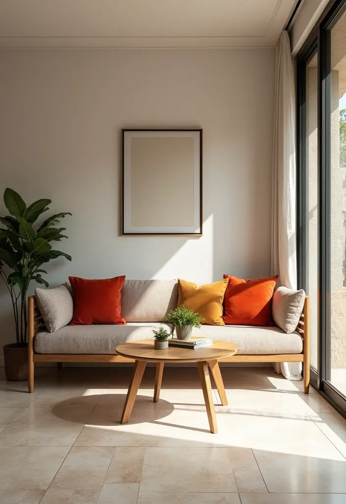 28 Tiles for Living Room Floor Small House Ideas That Add Space Illusion - 19. Neutral Tones with Accents